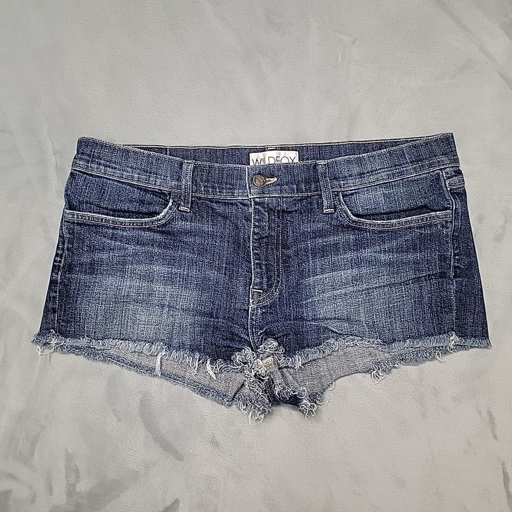 Wildfox Shorts Womens 32 Blue Lara Breeze Mid-Rise Cut Off Denim Made In USA